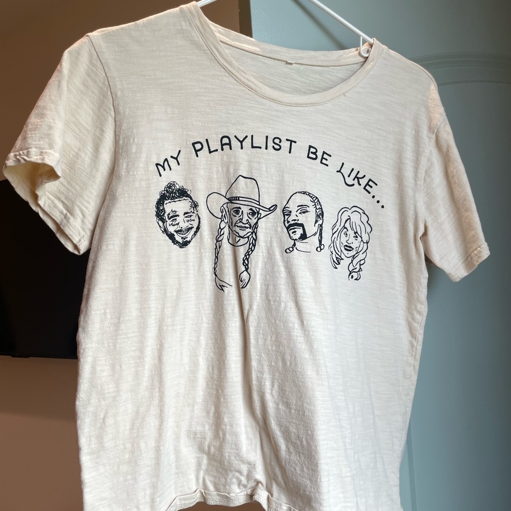 Cream Graphic Tee - My Playlist Be Like